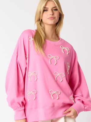 Women’s Pearl Bow Long Sleeve S...