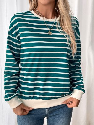 Women’s Stripe Contrast Splicin...