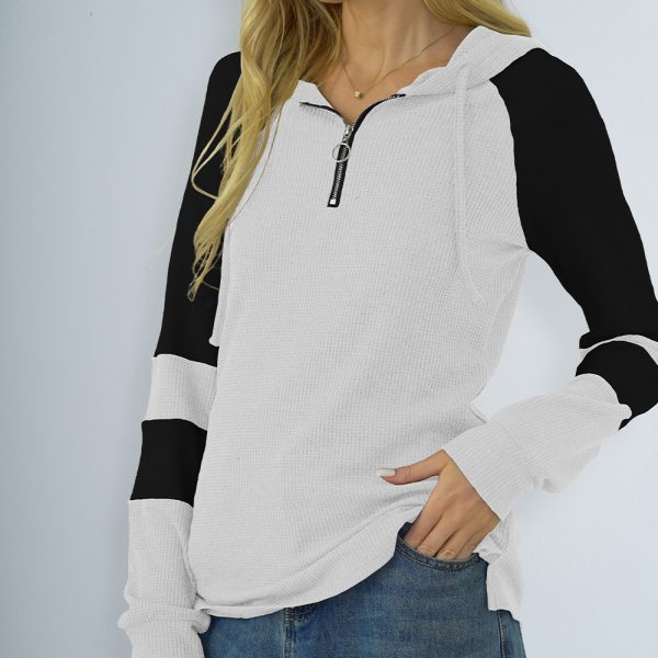 Loose Solid Color Drop Shoulder Hooded T-Shirt - Image 3