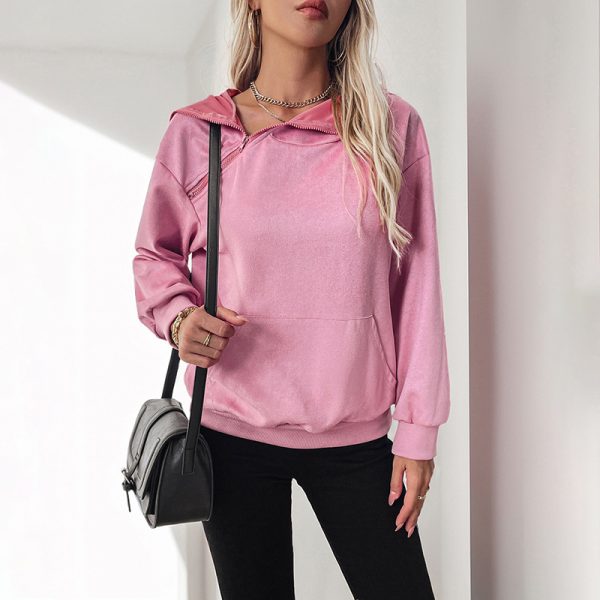 Casual Zip Pocket Hooded Sweater