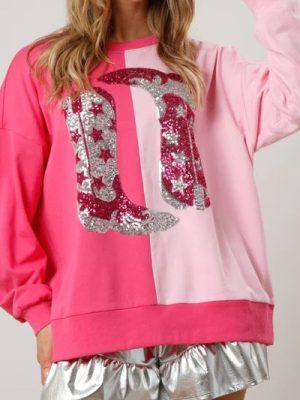 Women’s Colorblock Sequin Sweat...