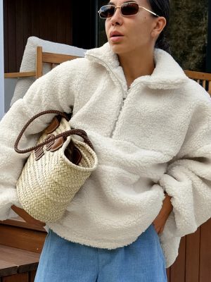 Women’s Beige Knit Puff Sleeve ...