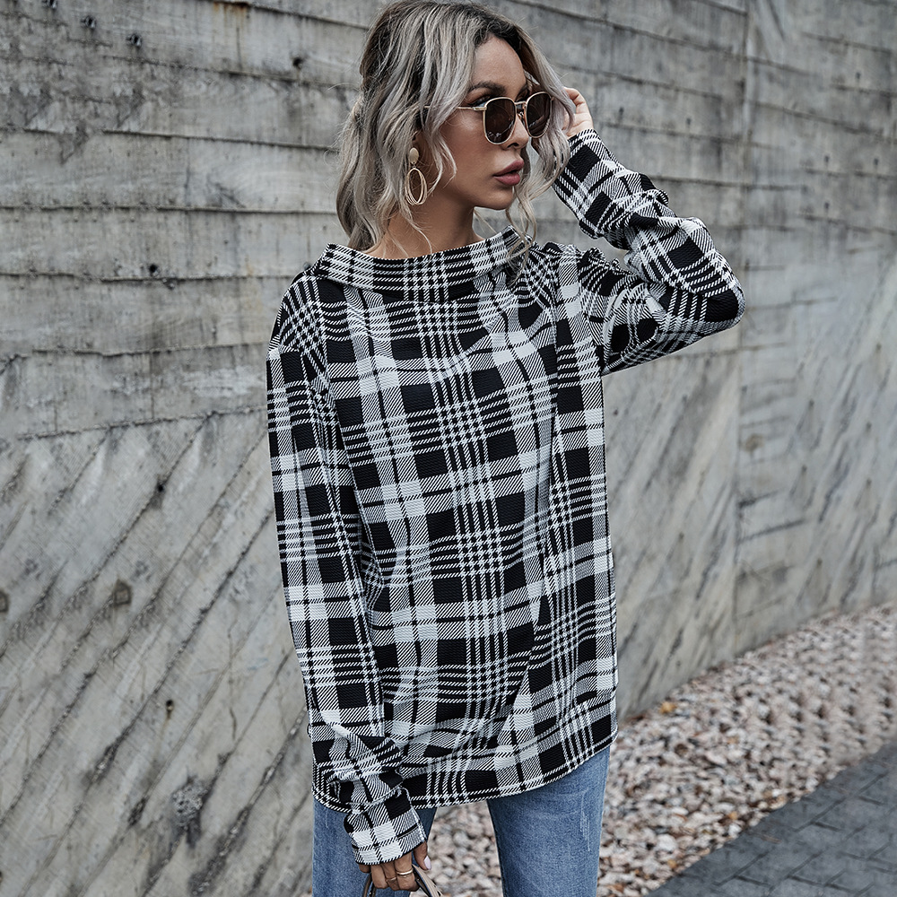 Casual Plaid Hooded Pullover Sweatshirt