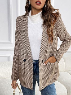 One Button Houndstooth Blazer