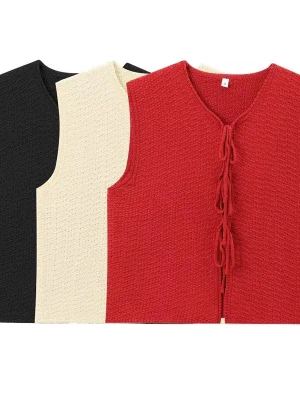 Butterfly Knit Vest – Sleeveless, C...