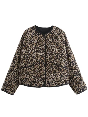 Leopard Quilted Cropped Parka – Lon...