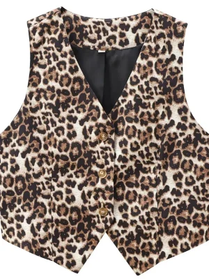 Leopard Off-Shoulder Cropped Vest