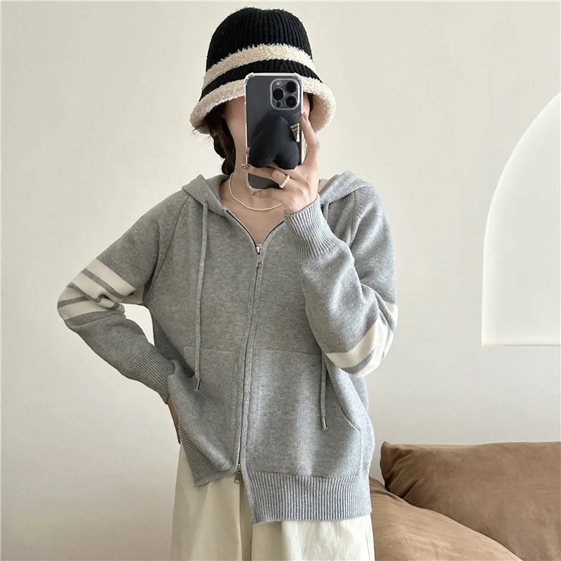 Hooded Loose Knit Cardigan – Korean...