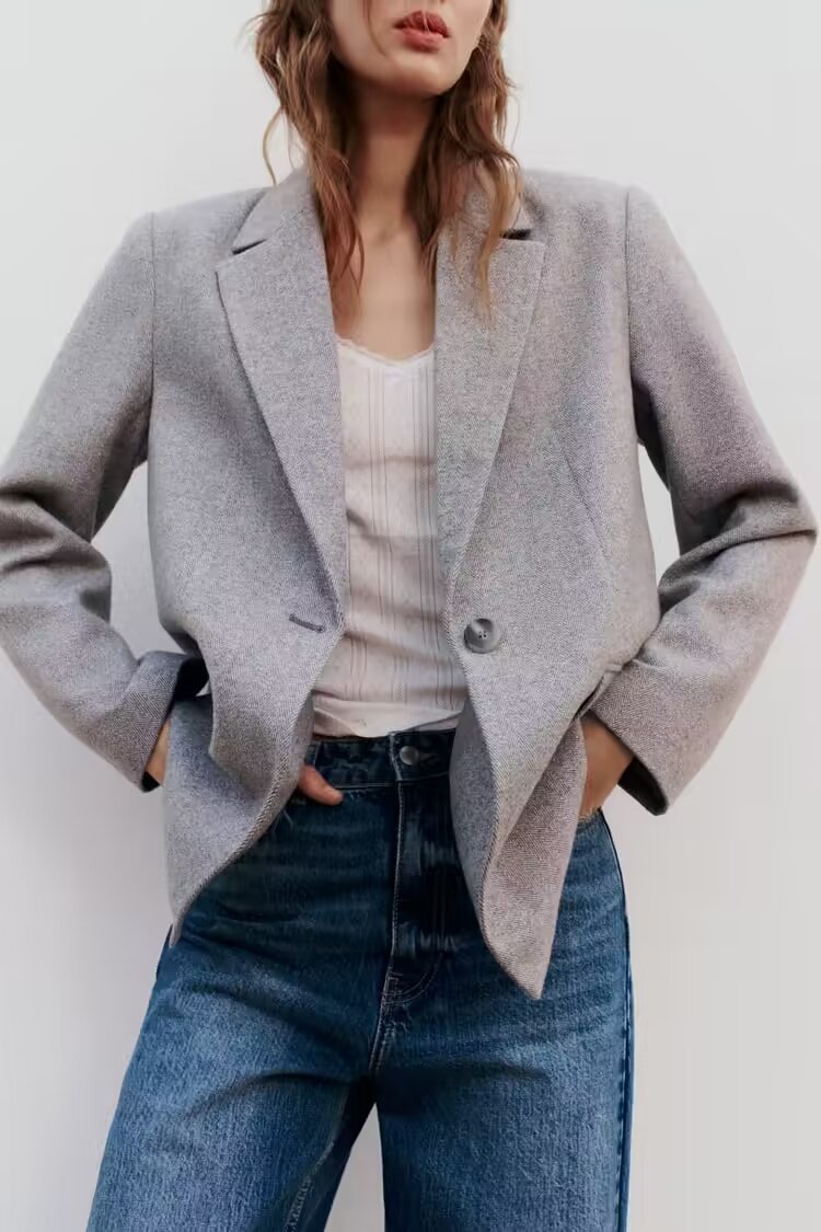 Spring Herringbone Twill Blazer