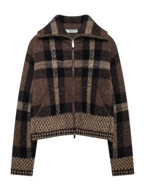 Plaid Turtleneck Long Sleeve Jacket