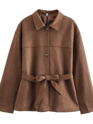 French Office Belted Slimming Coat