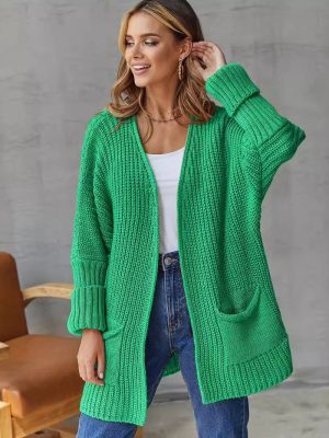 Loose Mid-Length Knit Cardigan