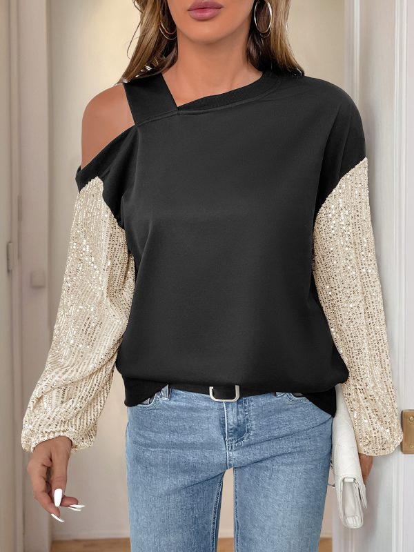 Sequined Off-Shoulder Multicolor Hoodie - Image 2