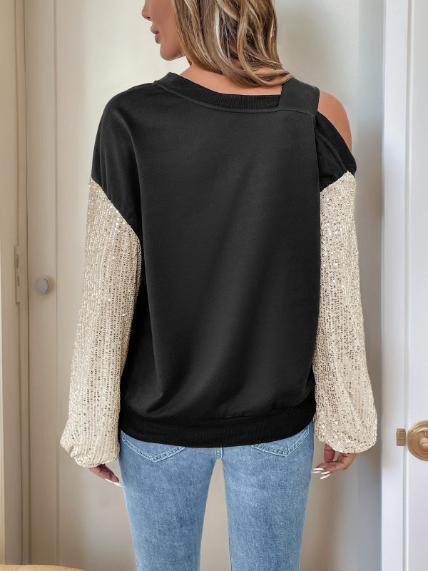 Sequined Off-Shoulder Multicolor Hoodie - Image 4