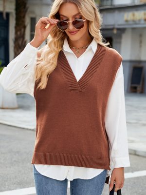 Slim Fit V-Neck Knit Vest