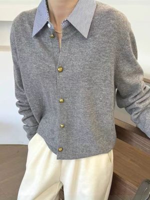 Faux Two-Piece Knit Cardigan