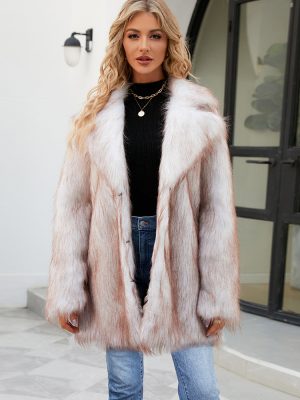 Mid-Length Faux Fur Collar Coat