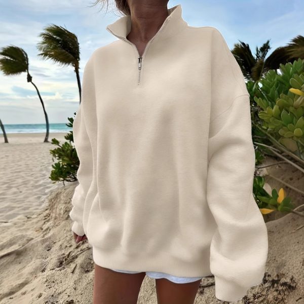 Loose Half-Zip Casual Sweatshirt