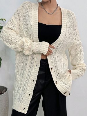 Loose Twisted V-Neck Cardigan