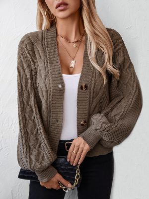 Retro Twisted Button Cardigan