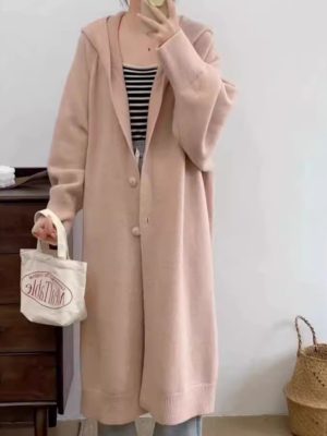 Hooded Long Knit Cardigan