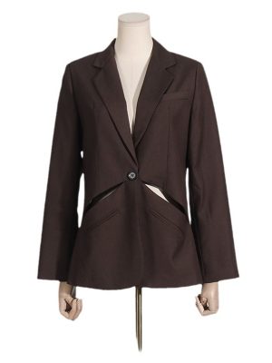 Hollow-Out Long Sleeve Blazer