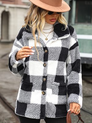 Plaid Collared Single-Breasted Jacket