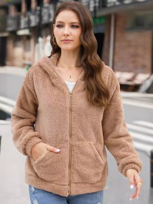 Loose Hooded Thick Plush Coat