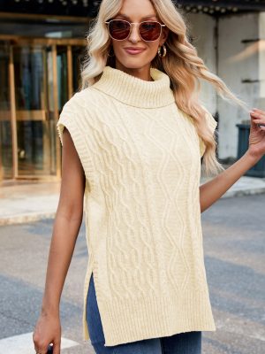 Casual Turtleneck Knit Vest