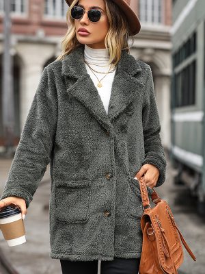 Loose Mercerized Plush Long Coat