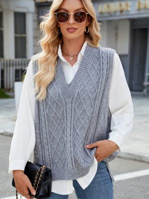 Loose V-Neck Knit Vest