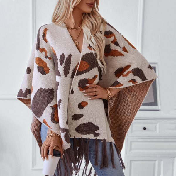 Leopard Print Tassel Cape - Image 3