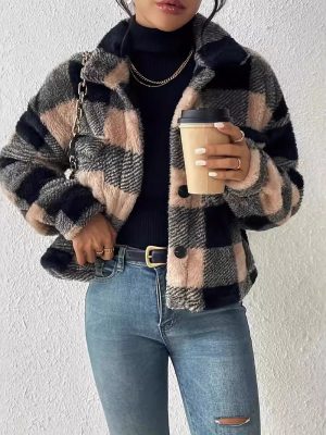 Double-Sided Plush Checkered Jacket