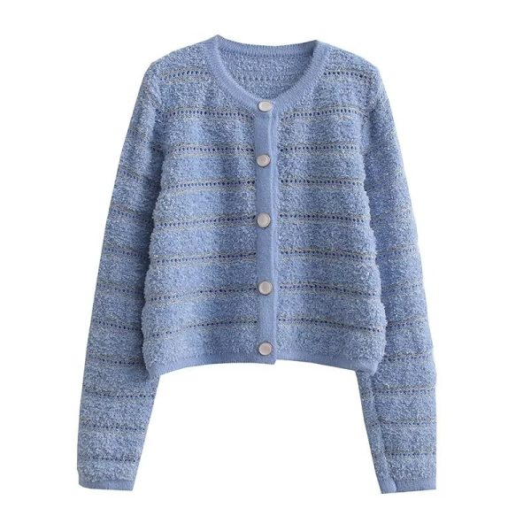 Sweet Striped Knit Cardigan - Image 3