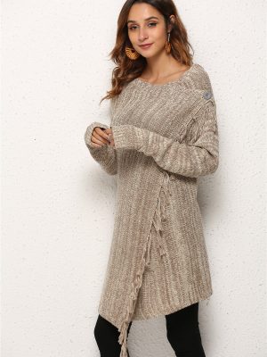 Tassel Plus Size Sweater Coat