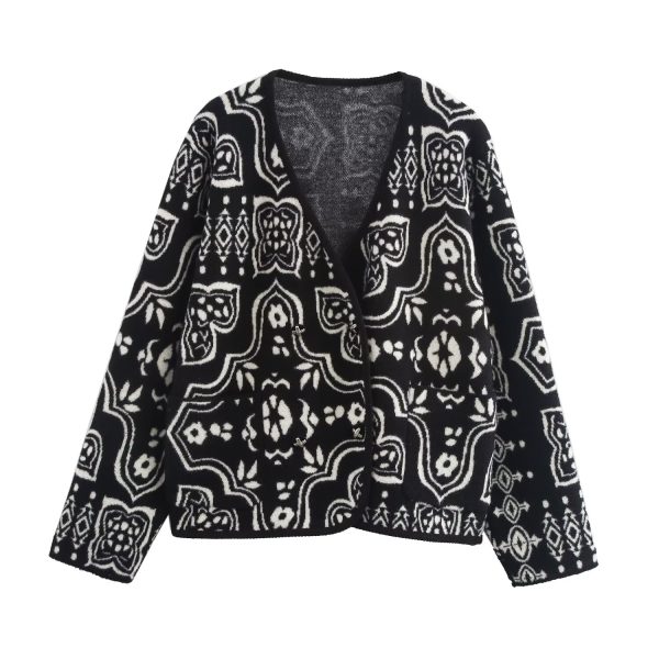 Double-Sided Jacquard Knit Cardigan