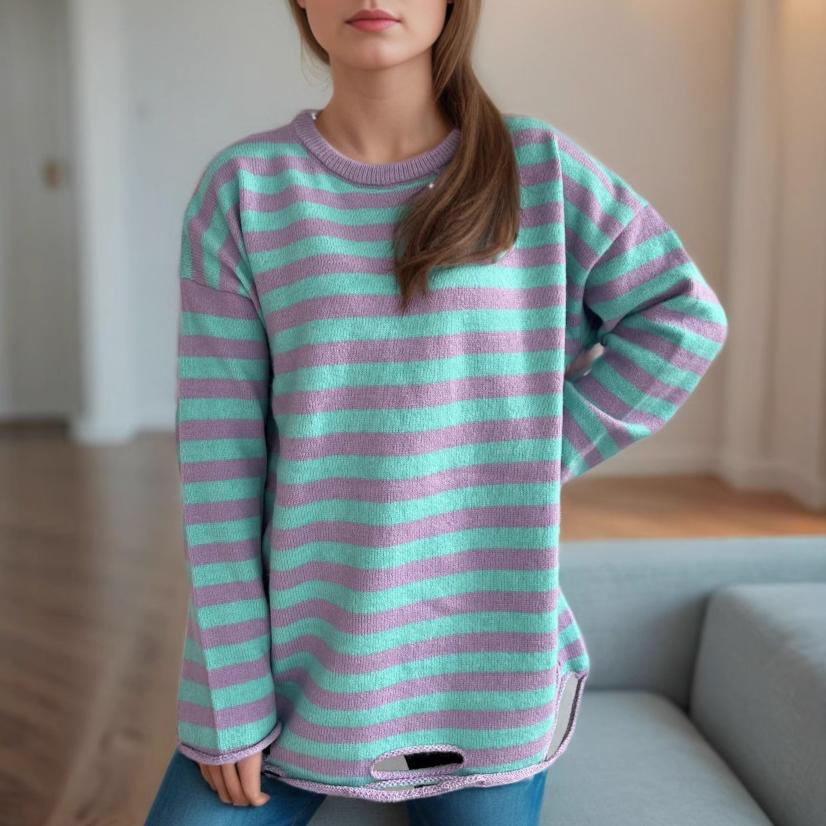 Women’s Patchwork Stripes Sweat...