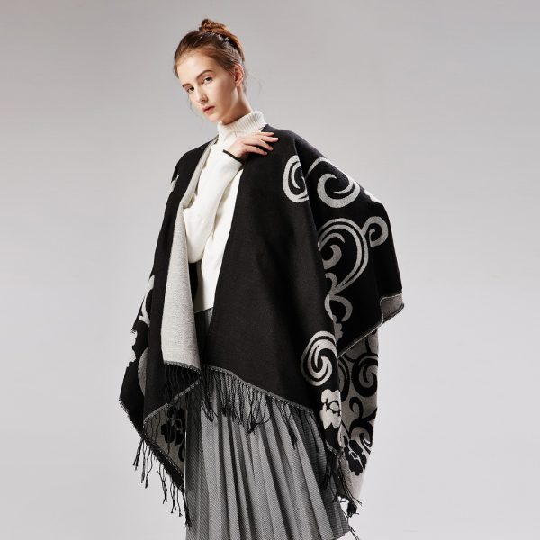 Taiji Floral Cashmere Cloak