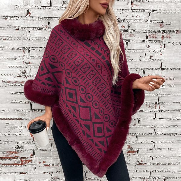 Women's Geometric Cape Sweater - Image 4