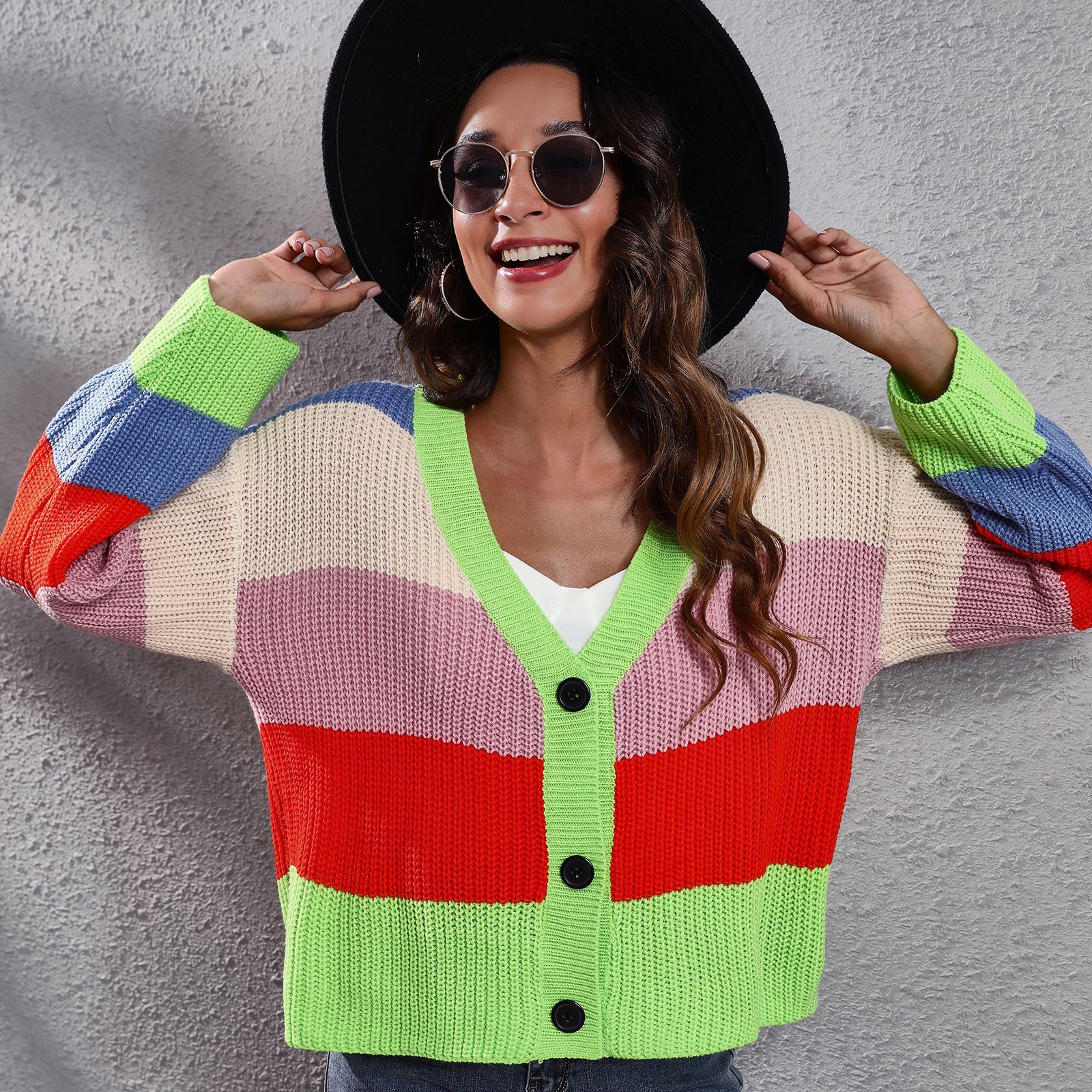 Rainbow Stripe Knit Cardigan