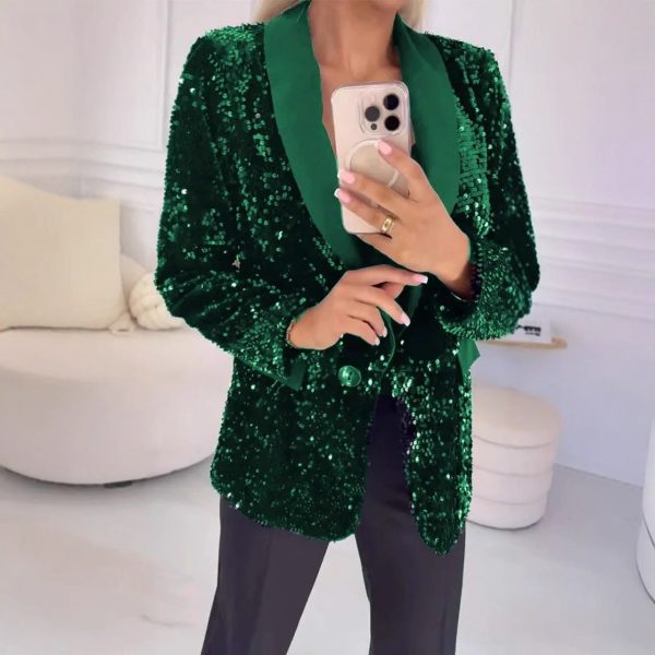 Women's Sequined Collared Blazer