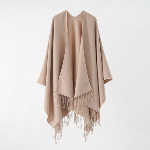 Solid Color Thick Knit Cape - Image 3