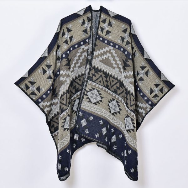 Jacquard Geometric Pattern Shawl - Image 4