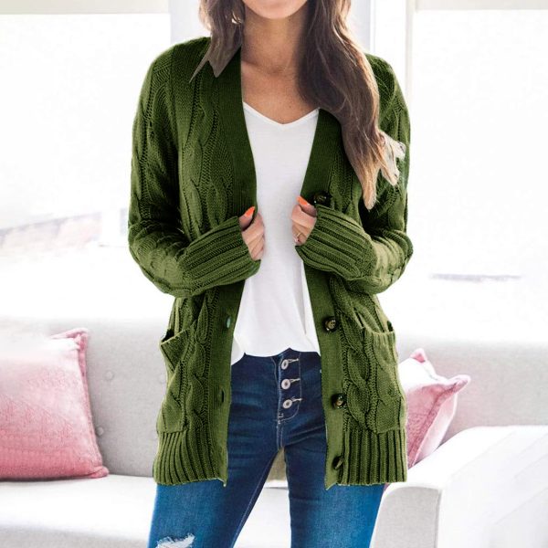 V-Neck Single-Breasted Knit Coat