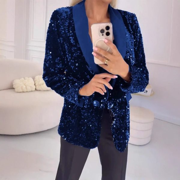 Women's Sequined Collared Blazer - Image 4