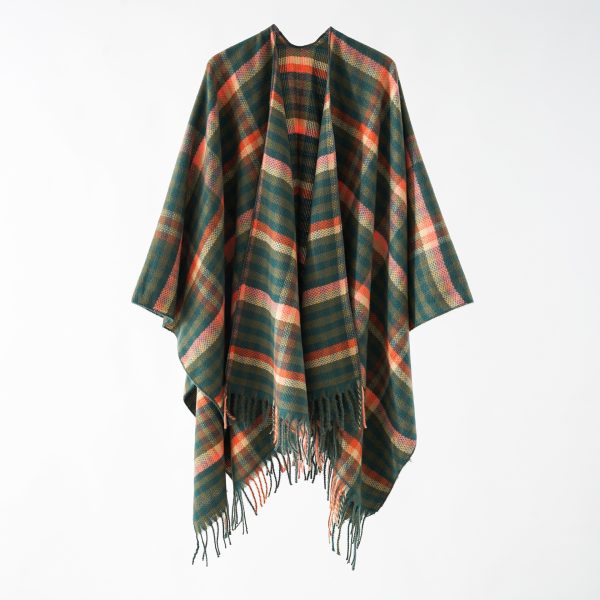 Plaid Cashmere Tassel Shawl