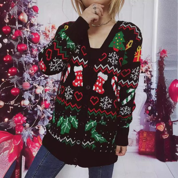 Christmas V-Neck Sweater Cardigan - Image 3