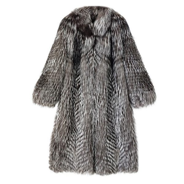 Women's Silver Fox Faux Fur Coat - Image 4