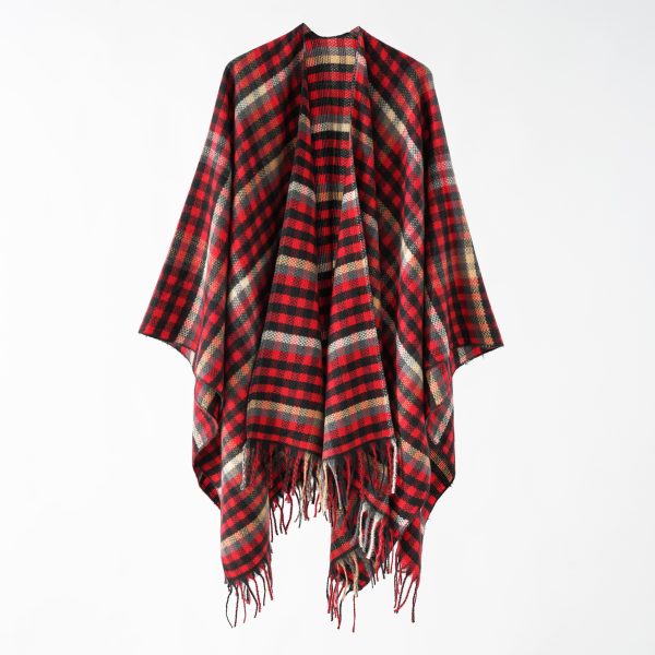 Plaid Cashmere Tassel Shawl - Image 2