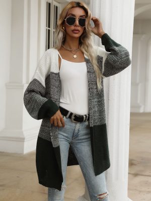 Color Matching V-Neck Sweater